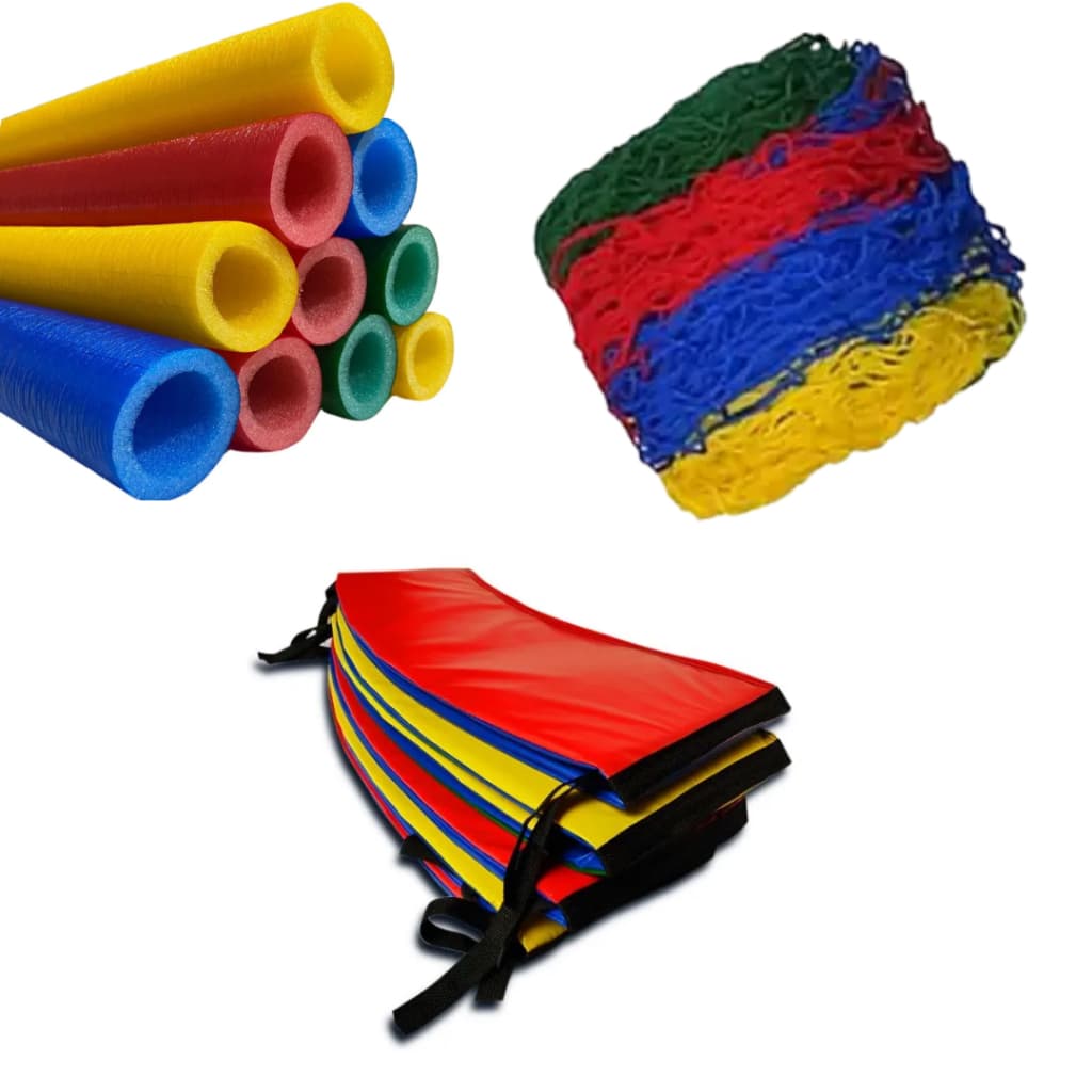 Kit Cama Elástica/Pula-Pula 4,27m – Rede de Proteção, Protetor de Molas e 8 Isotubos