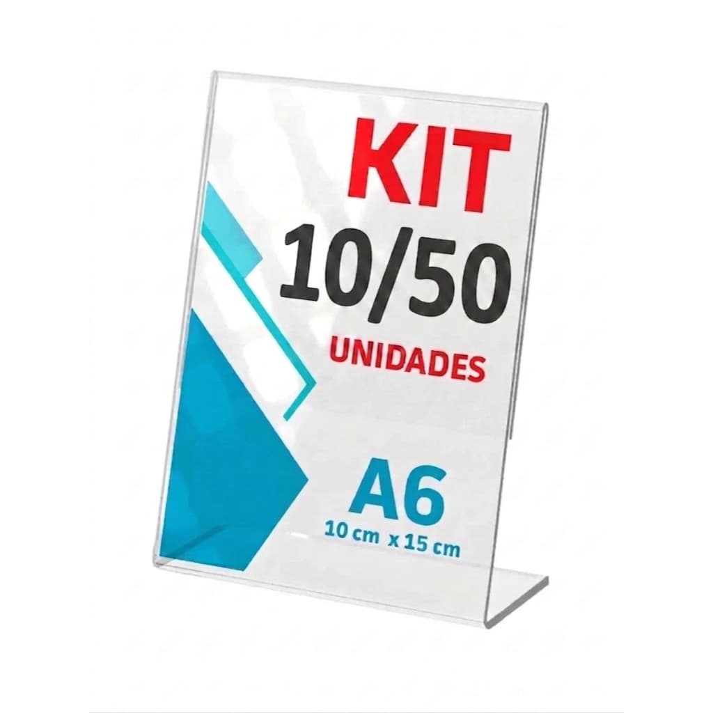 Display De Mesa Expositor Vertical L A6 P.s Acrilico 10x15 10un - placa pix leitor qr porta retrato quadro aviso