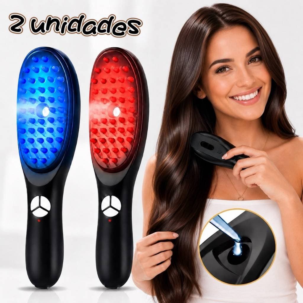Escova Massageadora com Laser 4 em 1 – Tratamento Capilar e Antiqueda