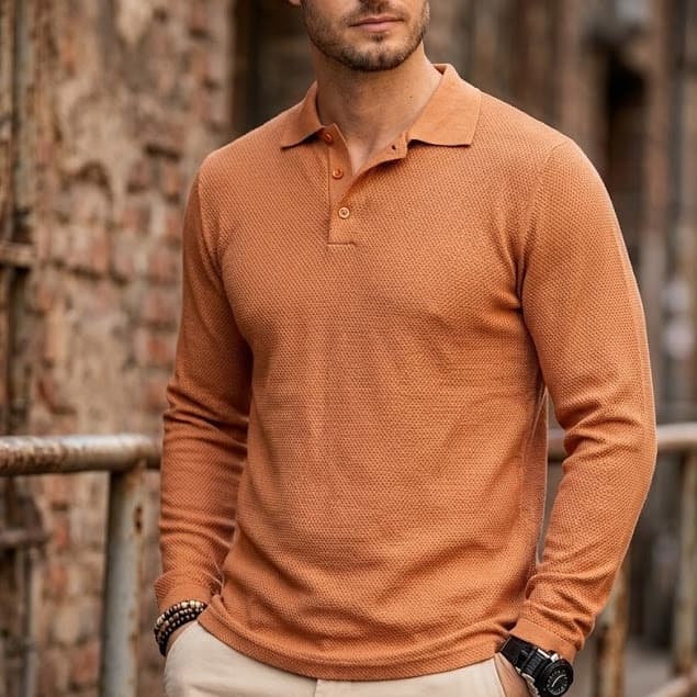 Camisa Camiseta Masculina Manga Comprida Com Gola Polo Malha Premuim