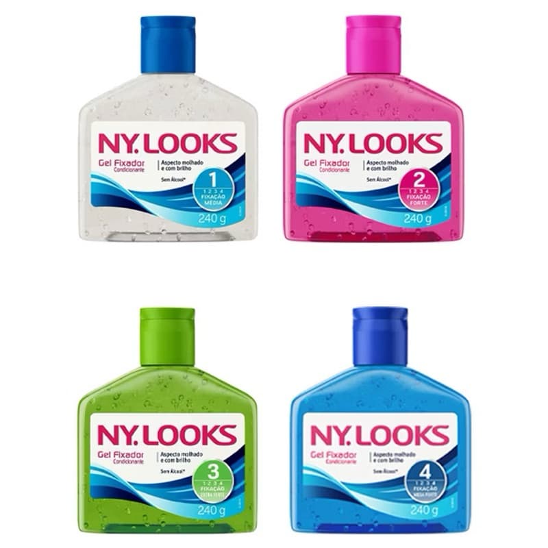 Gel Fixador Condicionador NY LOOKS - Fixação Mega Forte e Acabamento Molhado