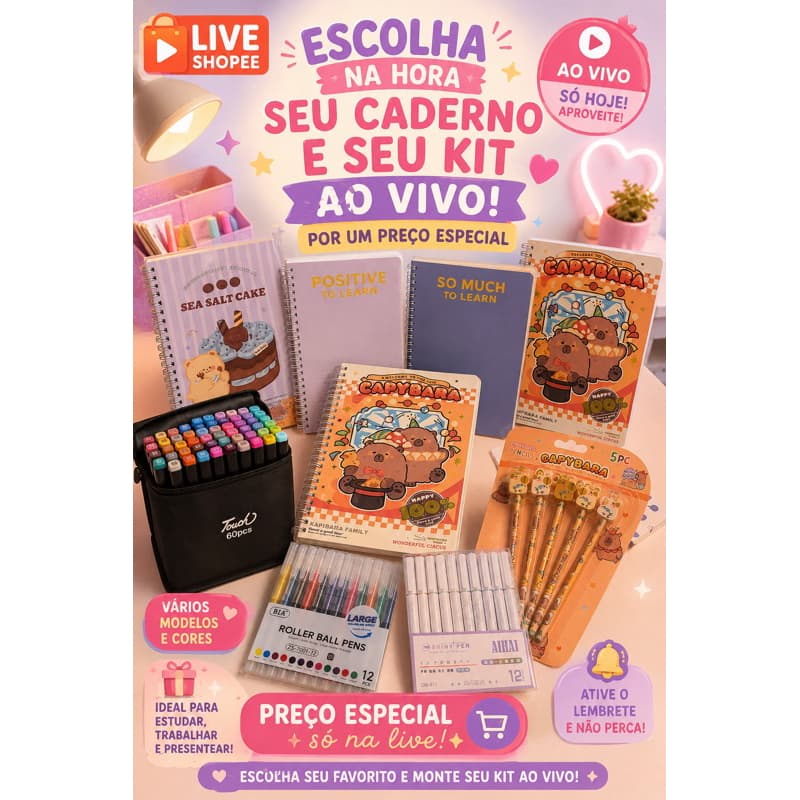 LIVE SHOPEE | PAPELARIA FOFA AO VIVO
