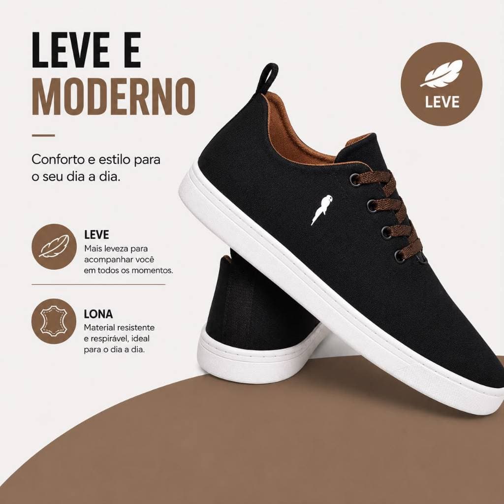 Tênis Sapatênis Masculino Polo Blu Casual em Lona Premiun Moderno Confortável Dia a Dia Passeio