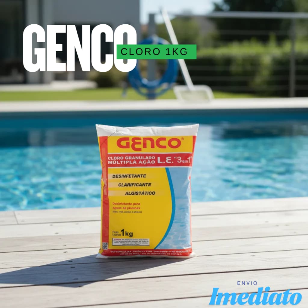 Genco granulado para piscina 1kg 3em1 água cristalina tratamento eficiente alto rendimento água limpa elimina algas