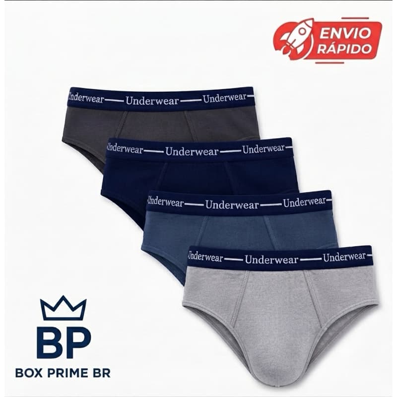 Kit de 5, 7 ou 10 Cueca Masculina Algodão com cós elástico em diversas cores modelo Slip Tradicional