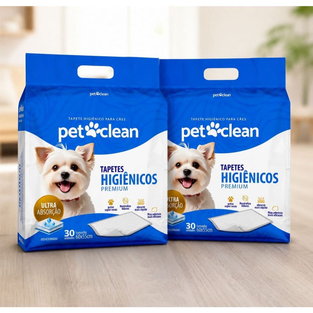Tapete Higiênico Premium Gel para Cachorro Pet Clean 60 x 55 cm - 30 Unidades