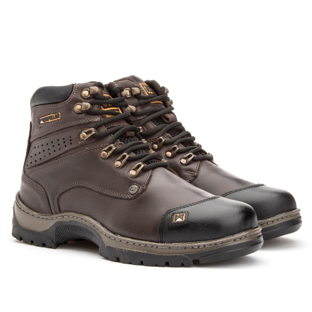 Bota Coturno Caterpillar Masculina Adventure Marrom Solado Tratorado Leve e Resistente