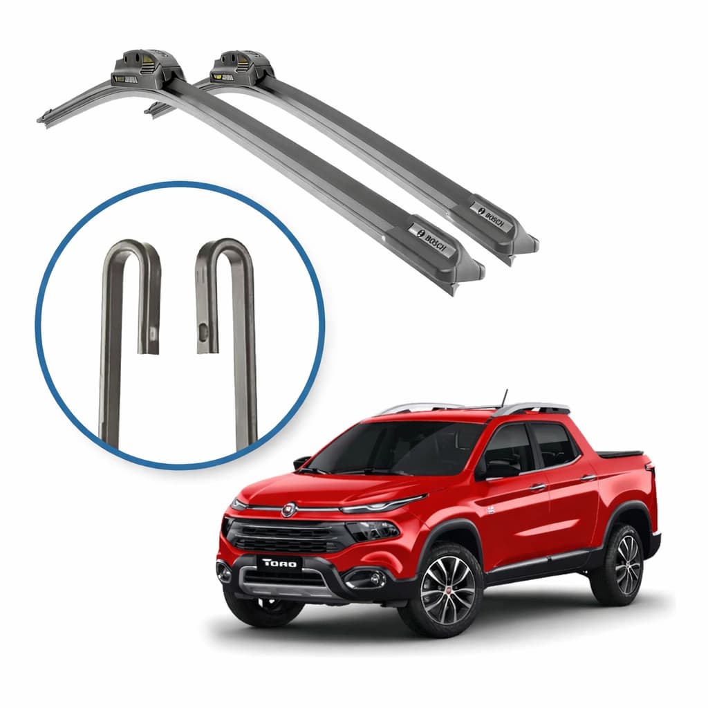 Par Palheta Limpador Para-brisa Fiat Toro 2016 a 2024 22” + 18” Encaixe Gancho U