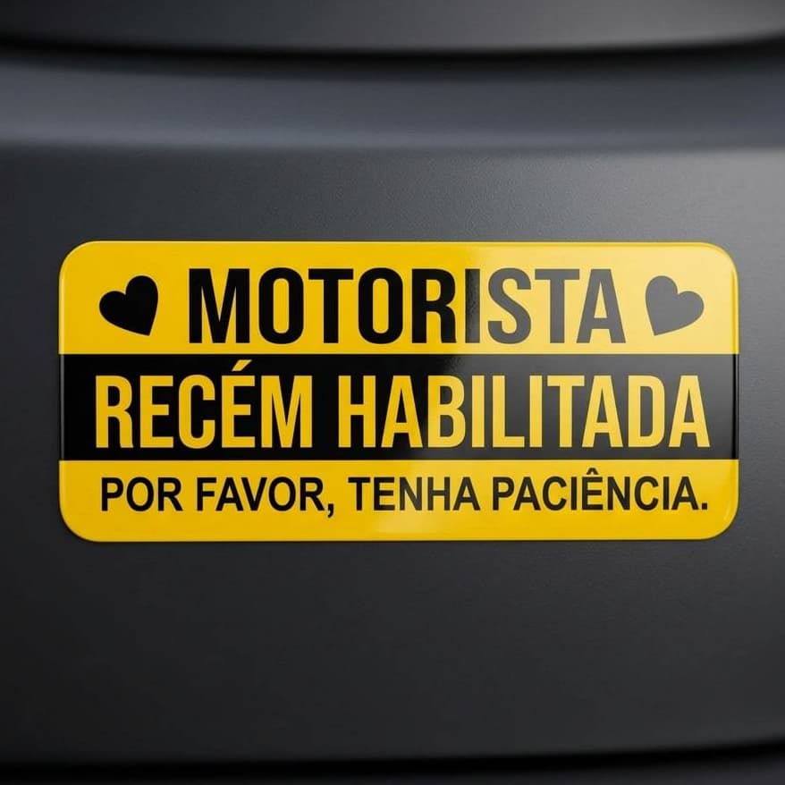 Adesivo Motorista Recém Habilitada para Carro de Vinil 20x8
