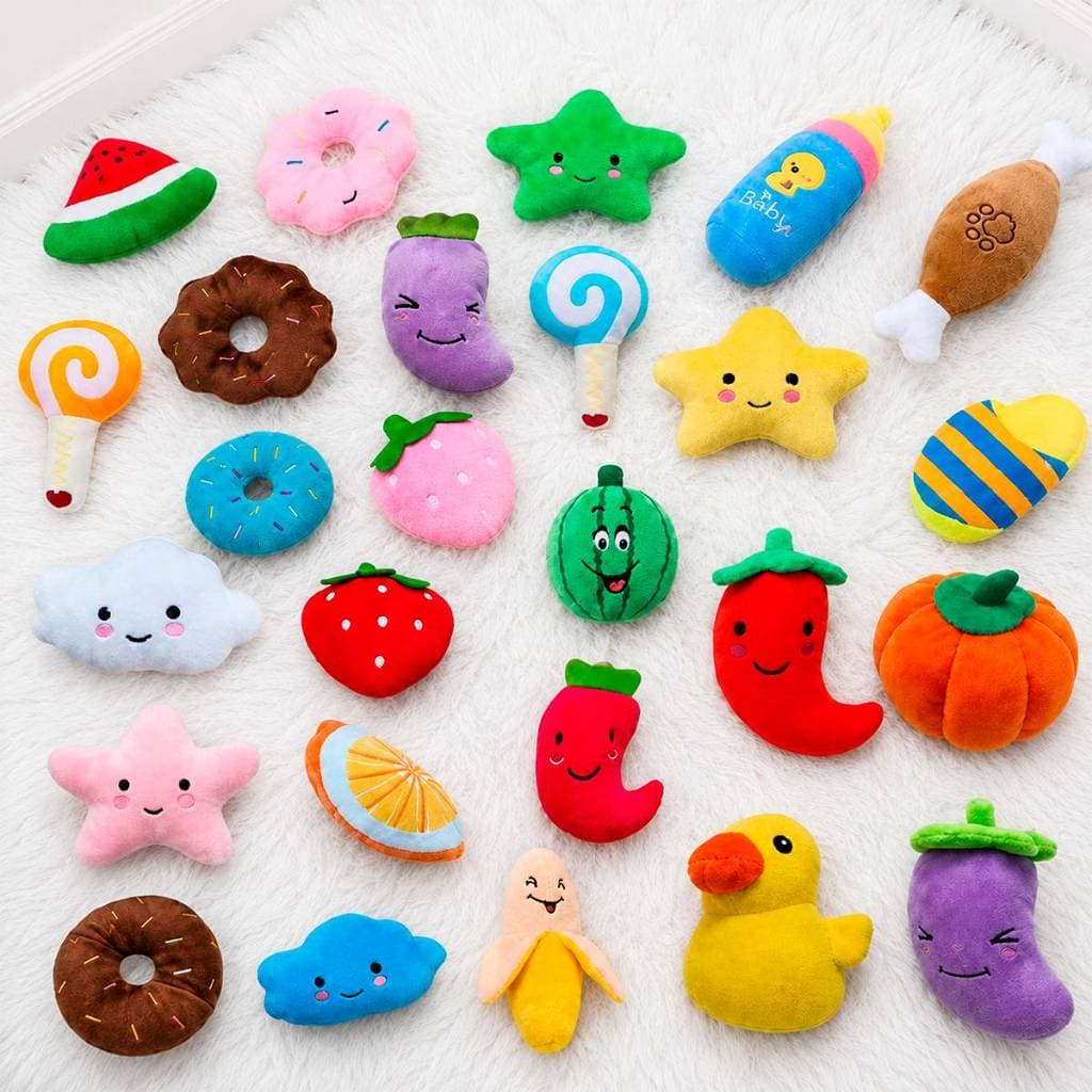 kit Brinquedos Pet Pelúcias Apito Antiestresse Cachorros Porte Pequeno Médio Cães Resistente Mordedor