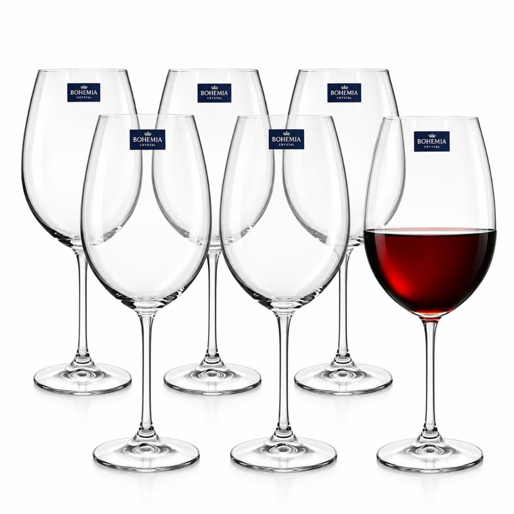 Taças de Vinho Cristal Bohemia 580ml Jogo 6 Peças Colibri Luxo Premium Alta Transparência