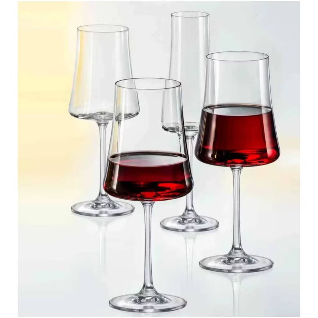 Kit Jogo 2/4/6 Taças de Cristal Vinho C 360ml Bohemia Xtra Luxo Elegante Jantar Presente Conjunto Taça para Champagne Gi