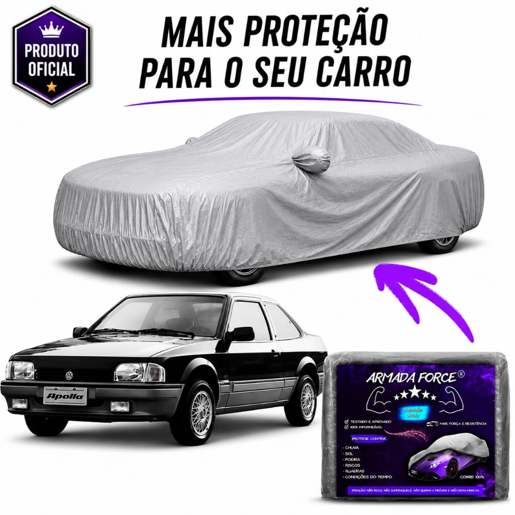 Capa automotiva para Carro APOLLO Sem Forro Impermeável 100% Proteção Contra Sol e Chuva Anti-UV