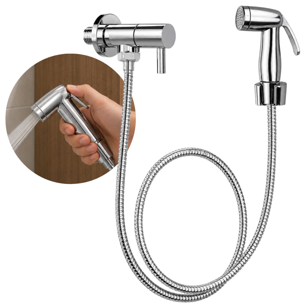 Ducha Higiênica Completa Cromado Para Banheiro Chuverinho Aço Inox e ABS 1.20m