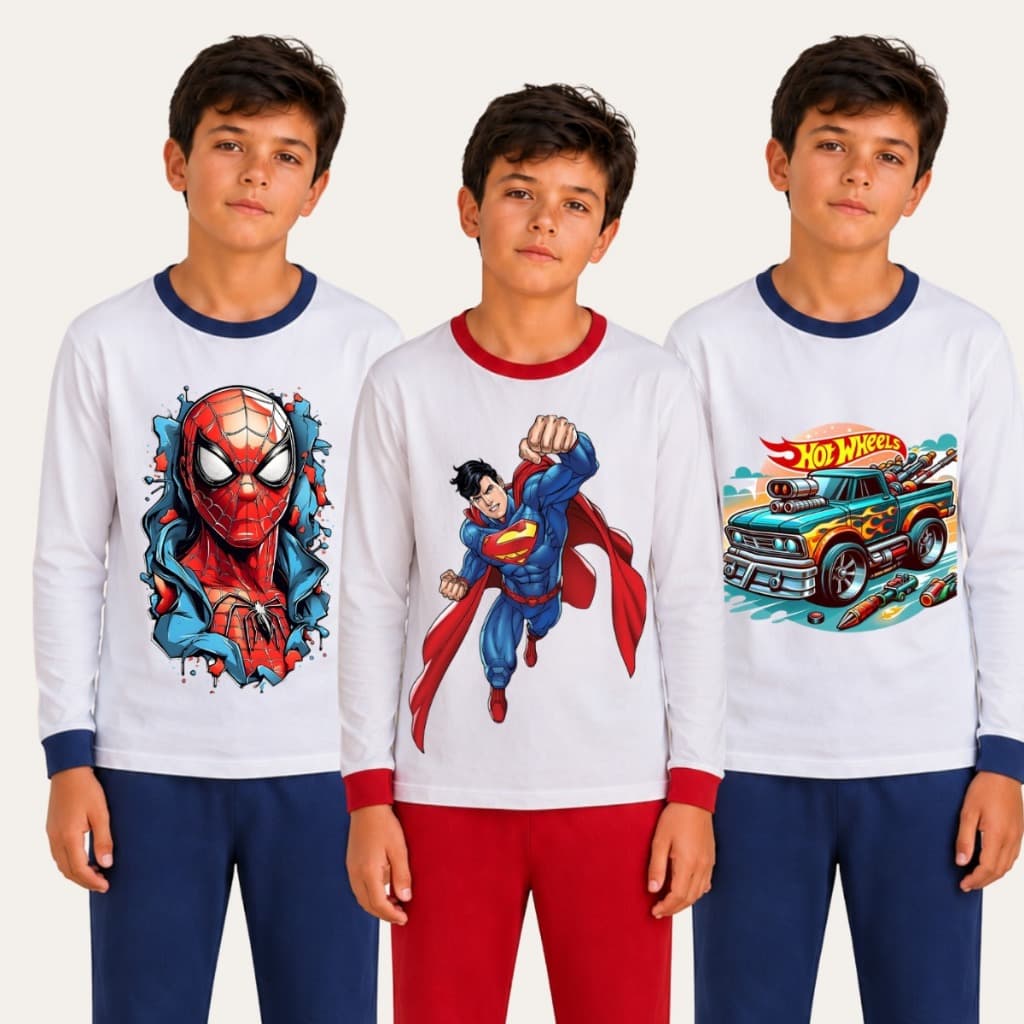 Pijama Infantil Menino Suede Conjunto Manga Longa + Calça Quentinho e Confortável