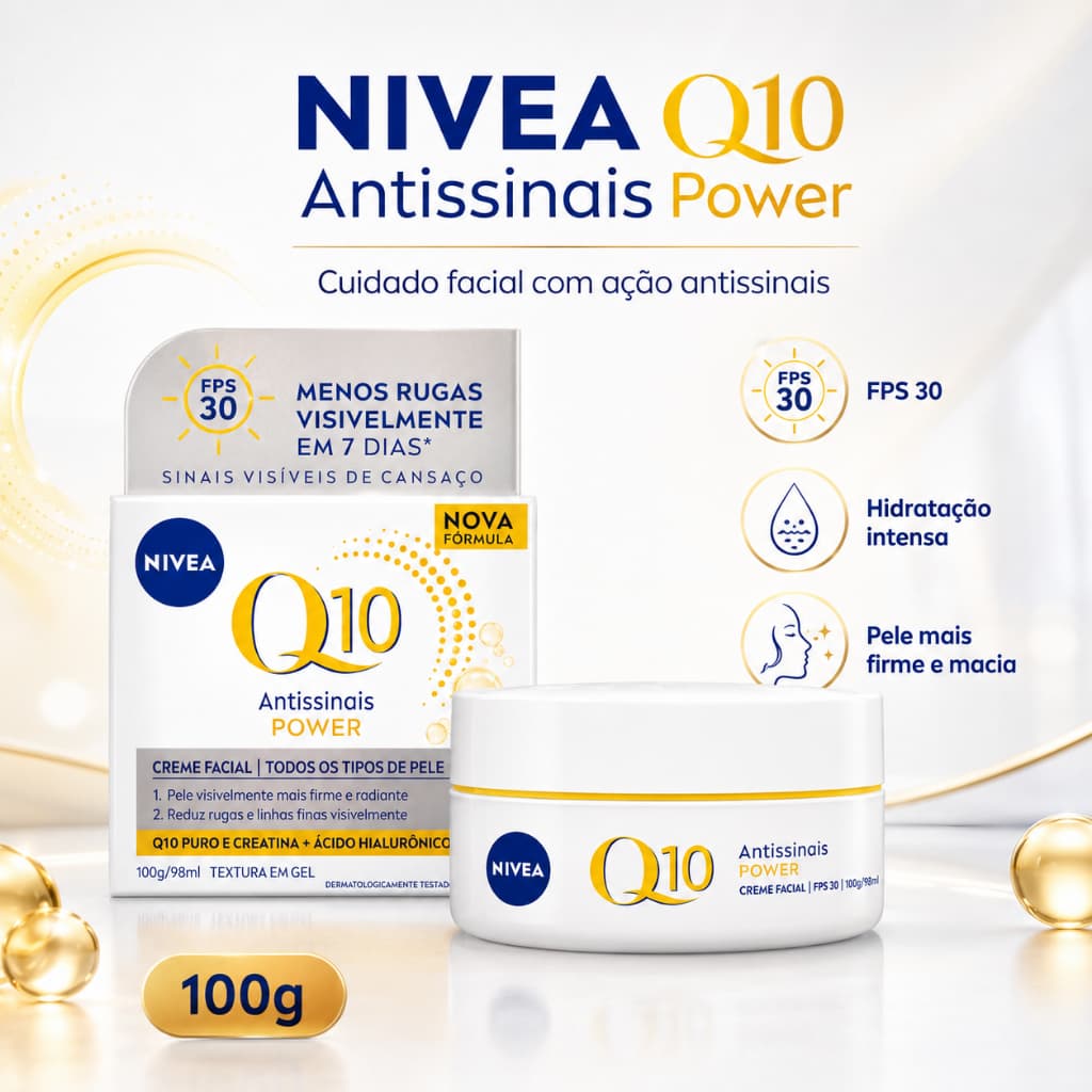 Creme Facial Antissinais Q10 Power Diurno Todos os Tipos de Pele Nivea - 47g