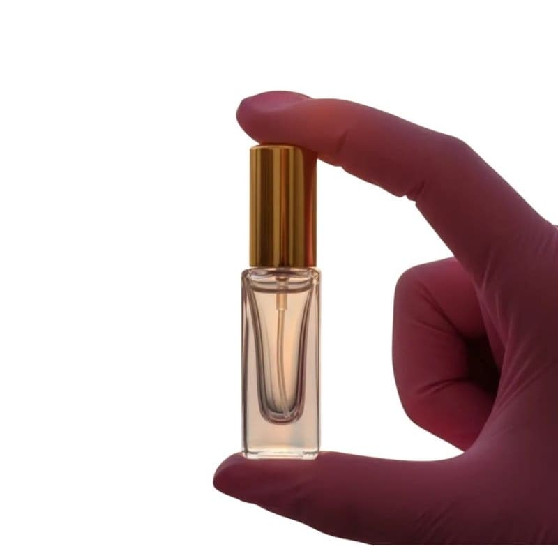 10 Frascos de vidro Square 5ml com borrifador dourado para amostra de perfume