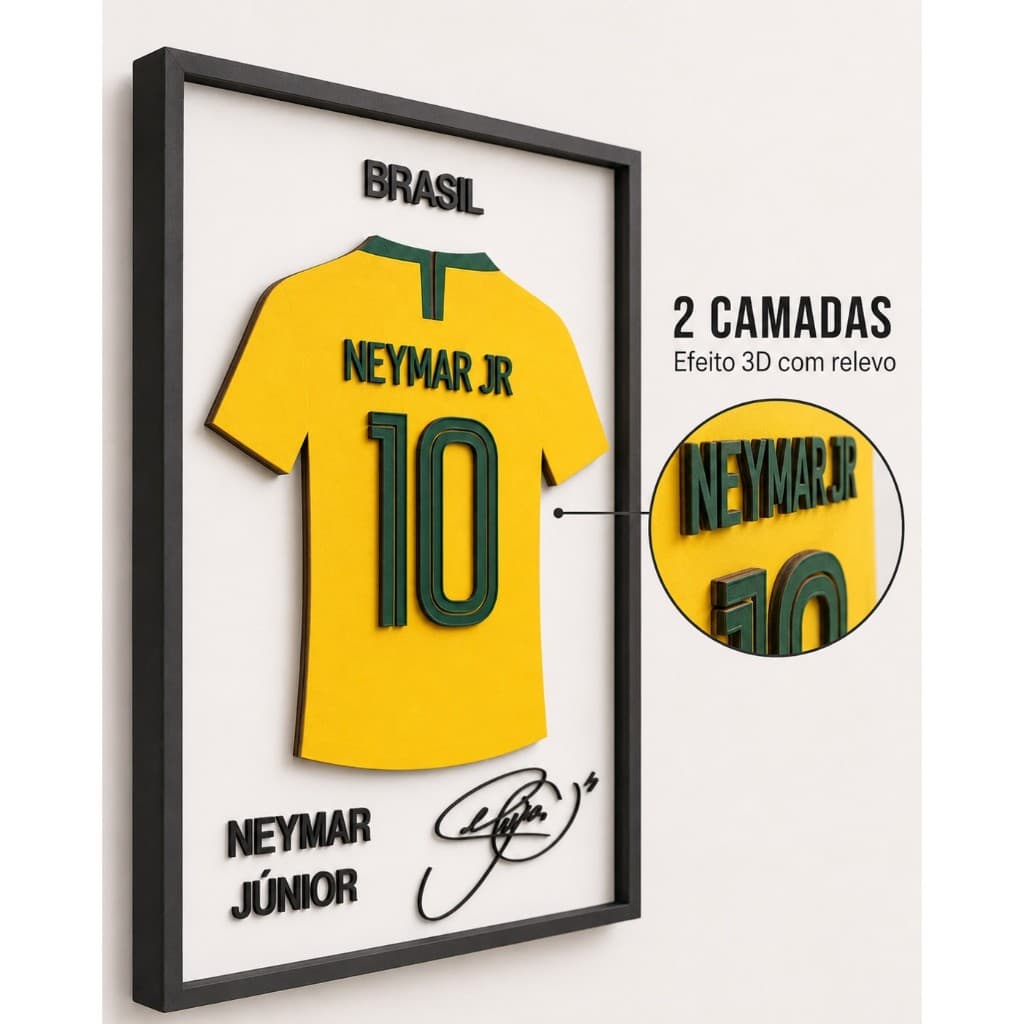 Quadro Decorativo em MDF | Camisa 10 NEYMAR Brasil