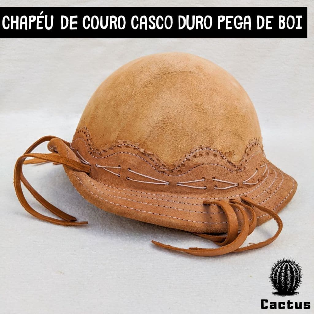 Chapéu de Couro Nordestino Vaqueiro Pega de Boi Casco Duro Capacete HipÍsmo Jóquei Vaquejada são Joã