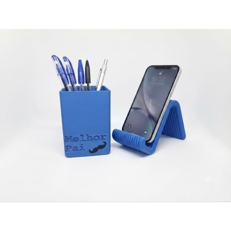KIT DIA DOS PAIS PORTA CANETAS COM SUPORTE DE CELULAR