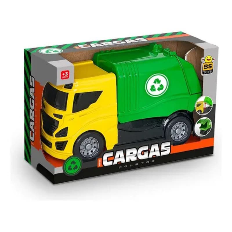 Caminhão de Brinquedo BS Cargas Coletor Lixo Reciclagem Ref 585 BS Toys Na Caixa