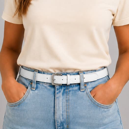 Cinto Feminino Ajustável com Fivela Prata Casual Elegante - ENVIO IMEDIATO !!