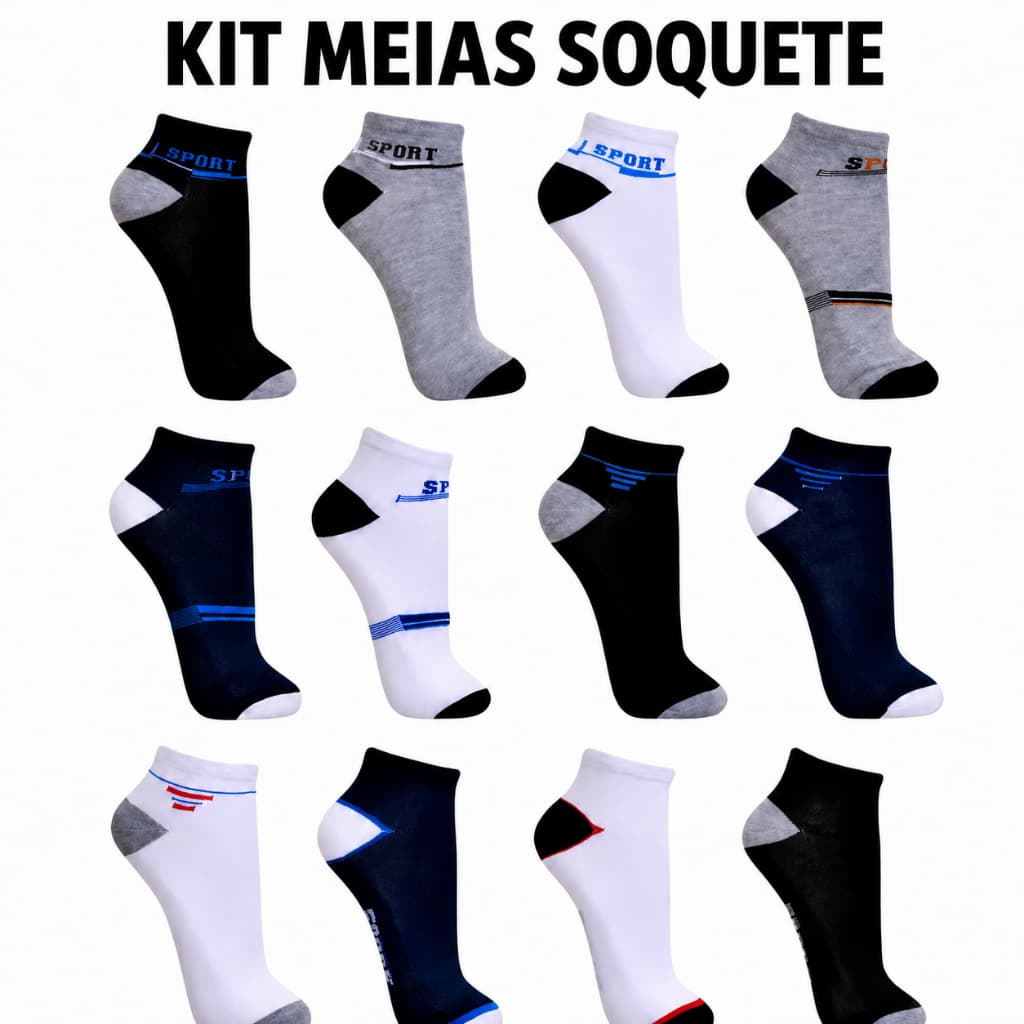 Kit 03/06/12 Pares Meias Masculina Preto Cano Médio Soquete 38 Ao 46 Estampadas Pronta Entrega