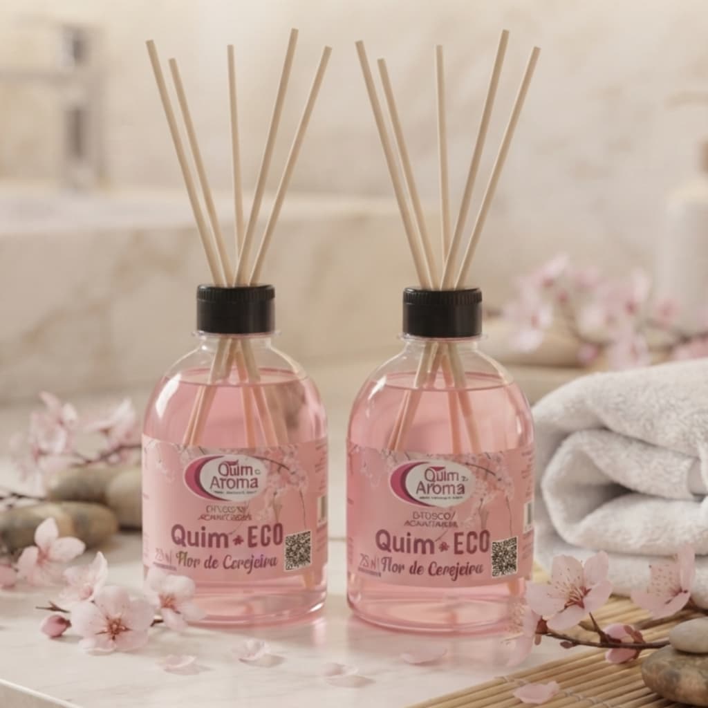 Difusor De Ambiente C/ Varetas 2 Aromatizante ECO 250 ML Flor de Cerejeira/Orquidea Negra/Baunilha