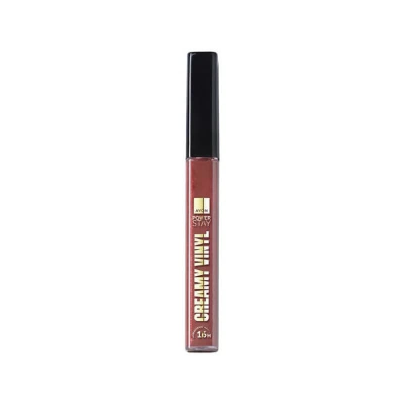 Batom Líquido Creamy Vinyl   Avon Power Stay Rosa Castanho