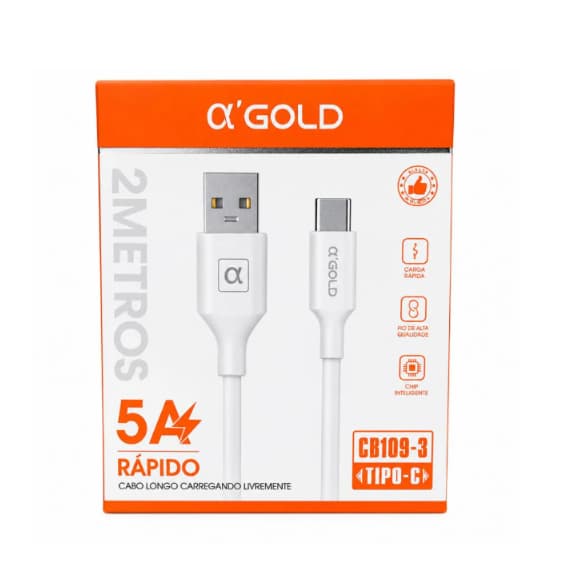 Cabo Carregador USB para Tipo C com 2 Metros