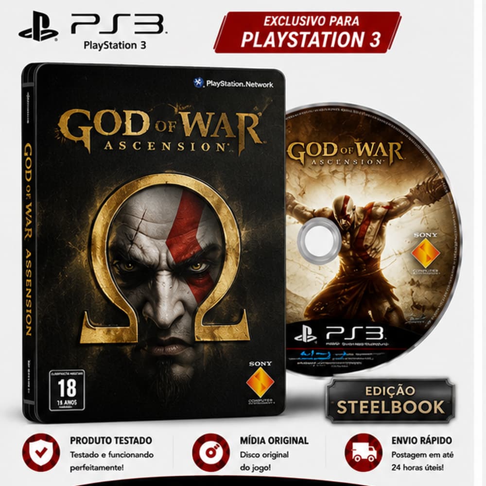 Jogo God of War Ascension Steelbook Midia Fisica Original Sony Ps3 Playstation 3