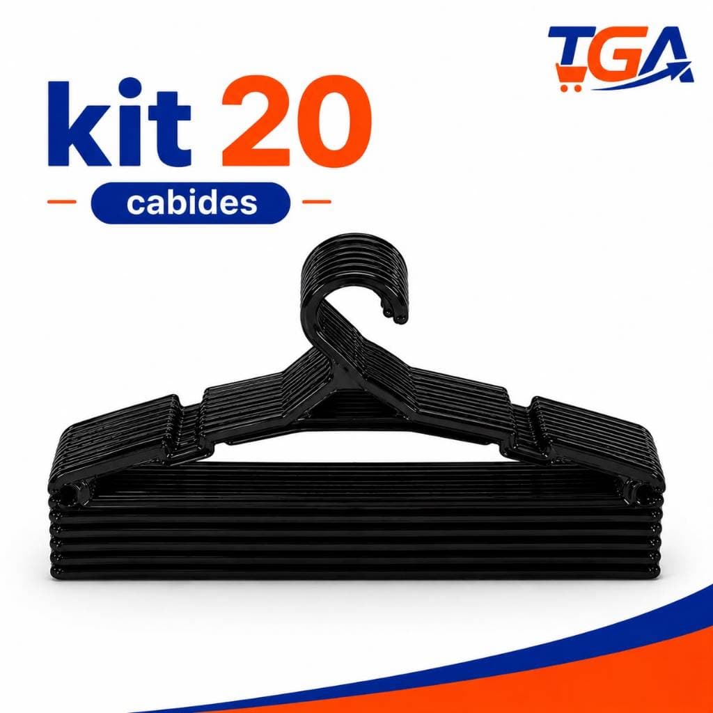 Cabide Adulto Preto Kit de 20 Cabides Reforçados Organizador Roupas Envio Imediato