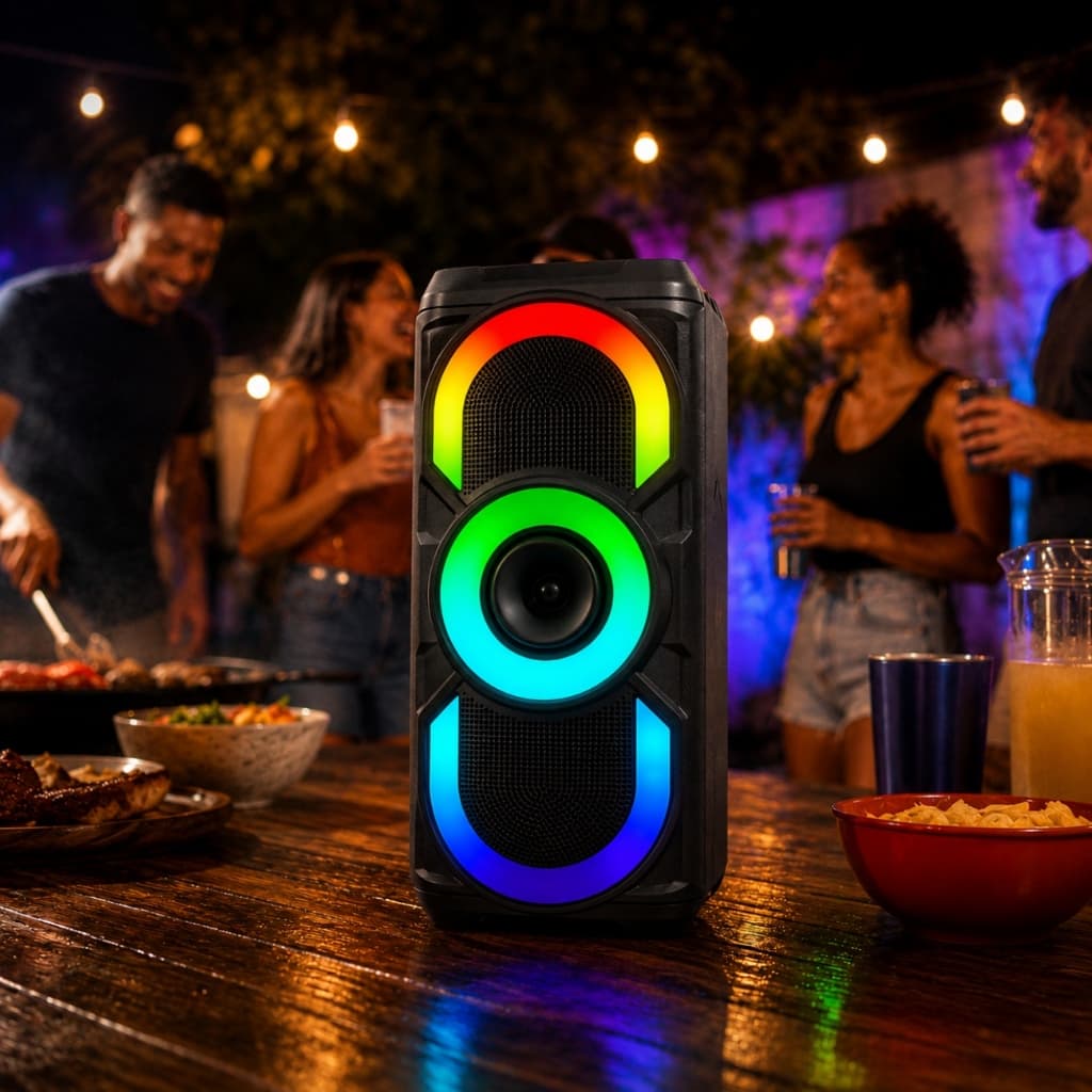 Caixa De Som Bluetooth 20w Rgb Grave Potente Bivolt 8h