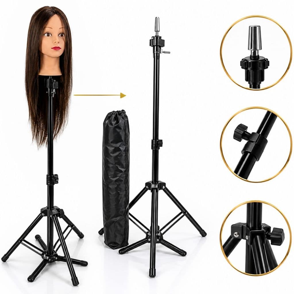 Tripé Para Cabeça De Boneca Treino Profissional Cabeleireiro suporte + Bolsa