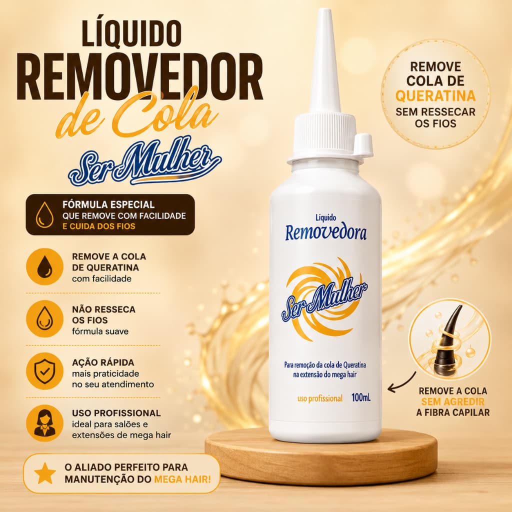Removedor Líquido de Cola Ser Mulher – Loção Removedora  Cola de Queratina sem Ressecar os Fios