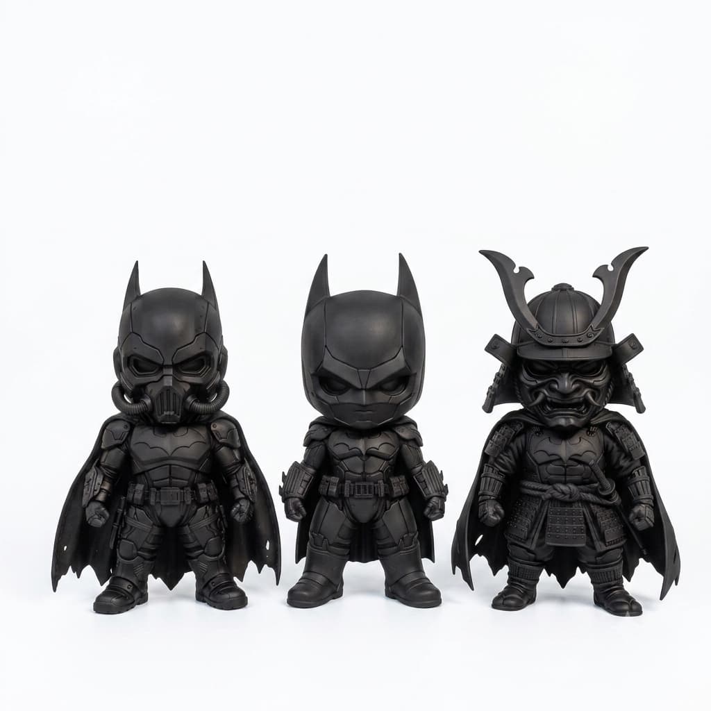 Kit 3 miniaturas -enfeite e decoração batman -chibi-Action Figure Colecionável Decoração Gamer Geek