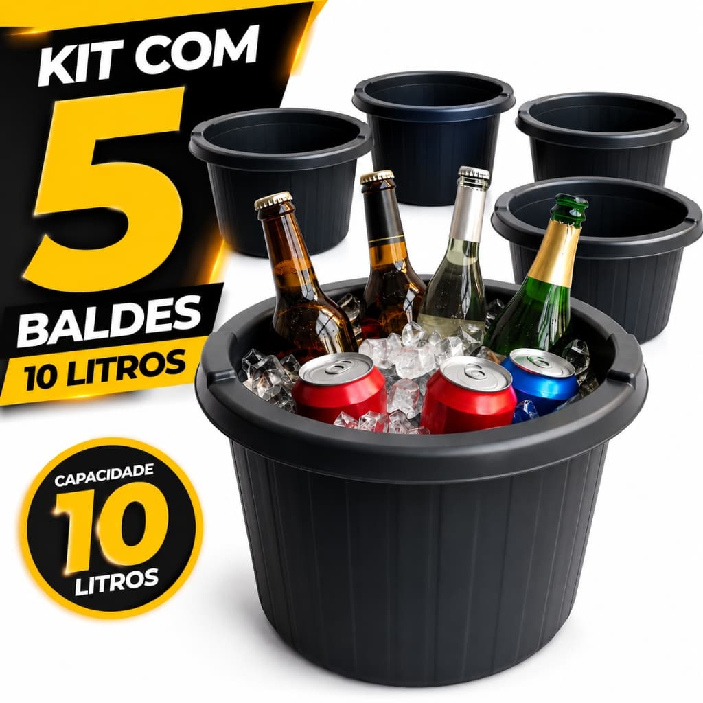 balde de gelo balde de cerveja Kit 5 balde para cerveja e gelo capacidade 10 litros