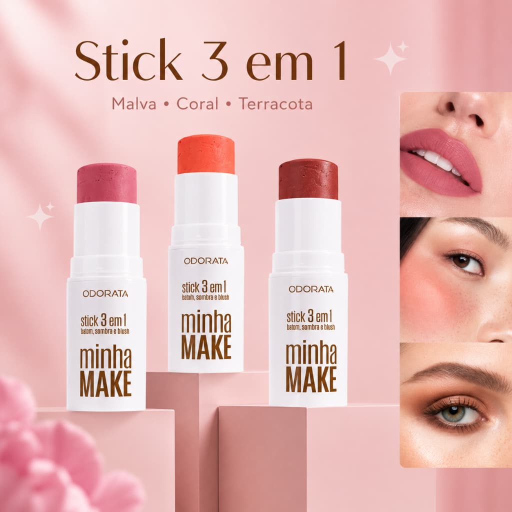 Odorata - Stick 3 em 1 Blush, Batom e Sombra - 5g
