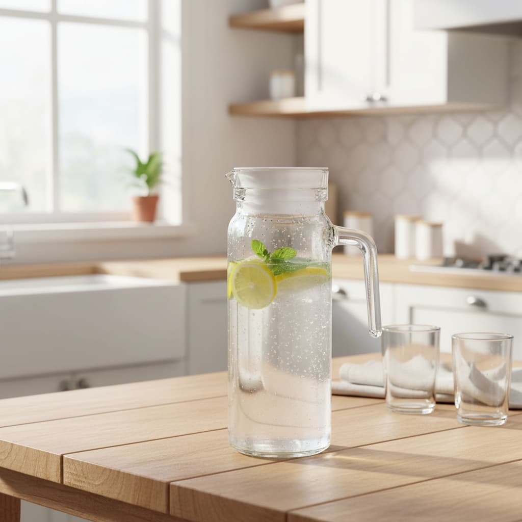 Jarra Vidro Redonda Capacidade 1 Litro Design Clean Elegante Armazenamento Bebidas Pratica