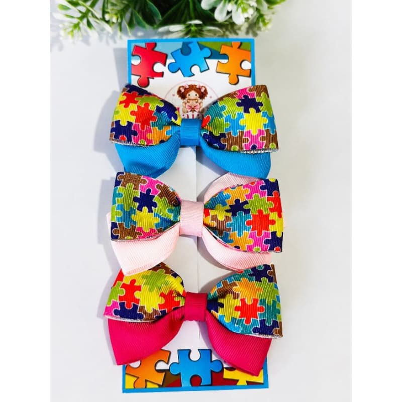 kit de laços autismo,trio de laços autismo