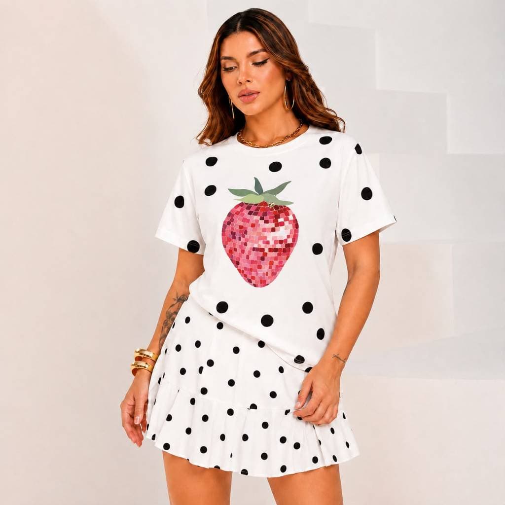 Camiseta Bolinhas Poa Feminina Visual Moderno e Cheio de Charme