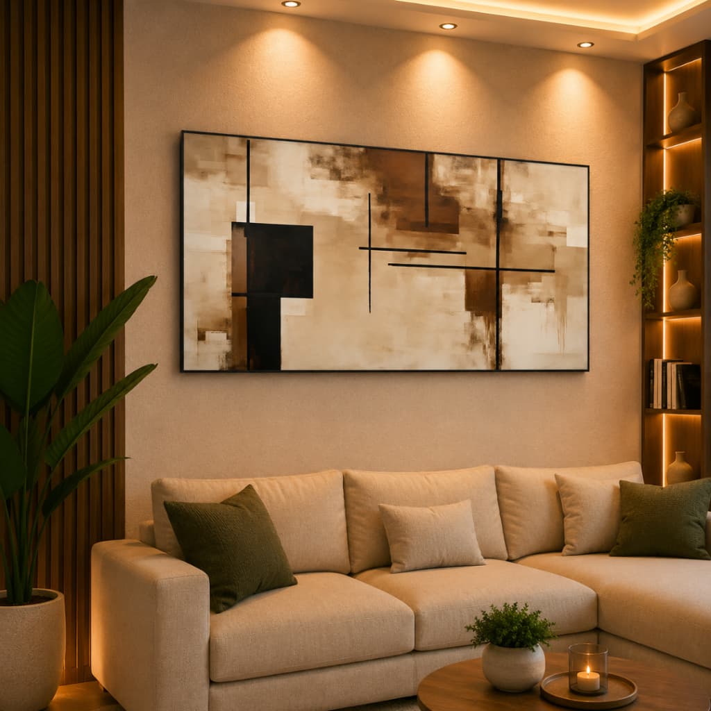 Quadro Decorativo 80x110cm Mármore Conceitual Marrom Decoração de Parede Hall Luxo Sala Quarto MDF