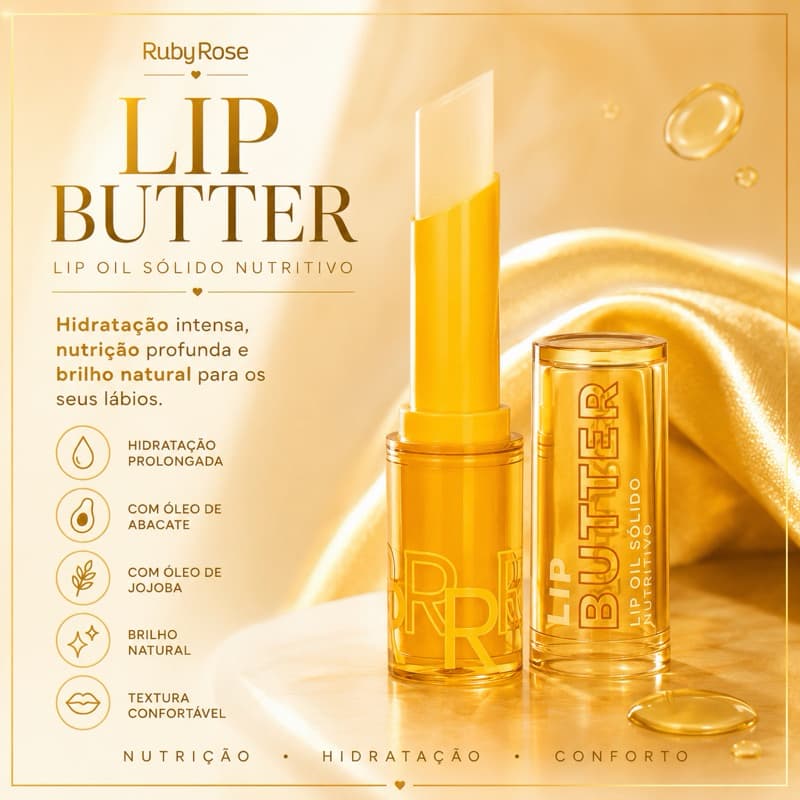 Lip Butter Ruby Rose Original Lip Oil Sólido Hidratante Labial Nutritivo