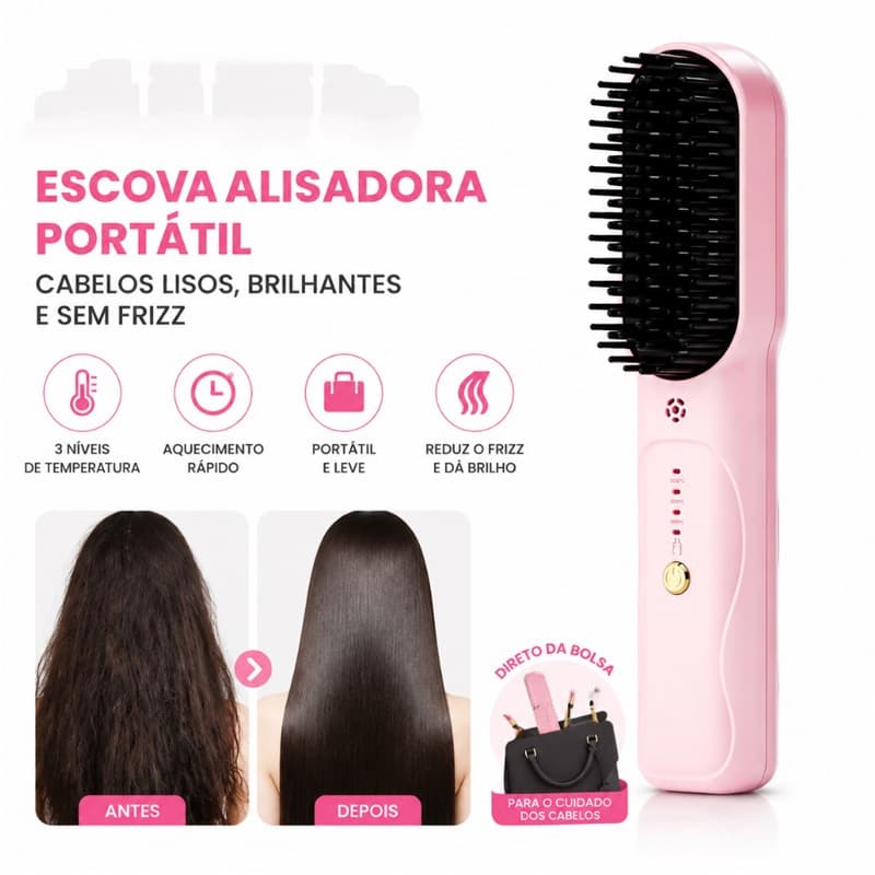 Nova chapinha de cabelo sem fio com visor digital recarregável, chapinha portátil para viagens dois em um alisa 396