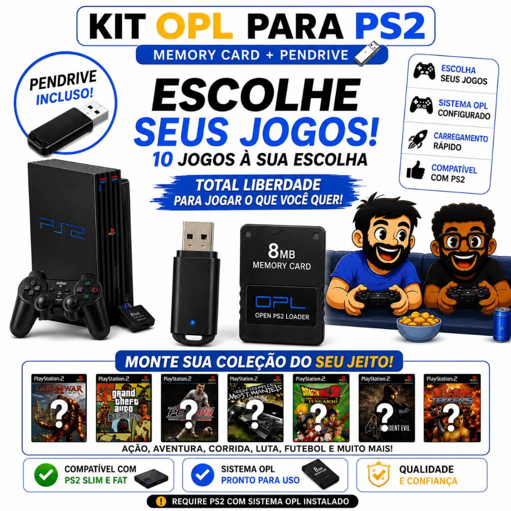 OPL Memory Card + Pendrive  + 10 Jogos a sua Escolha