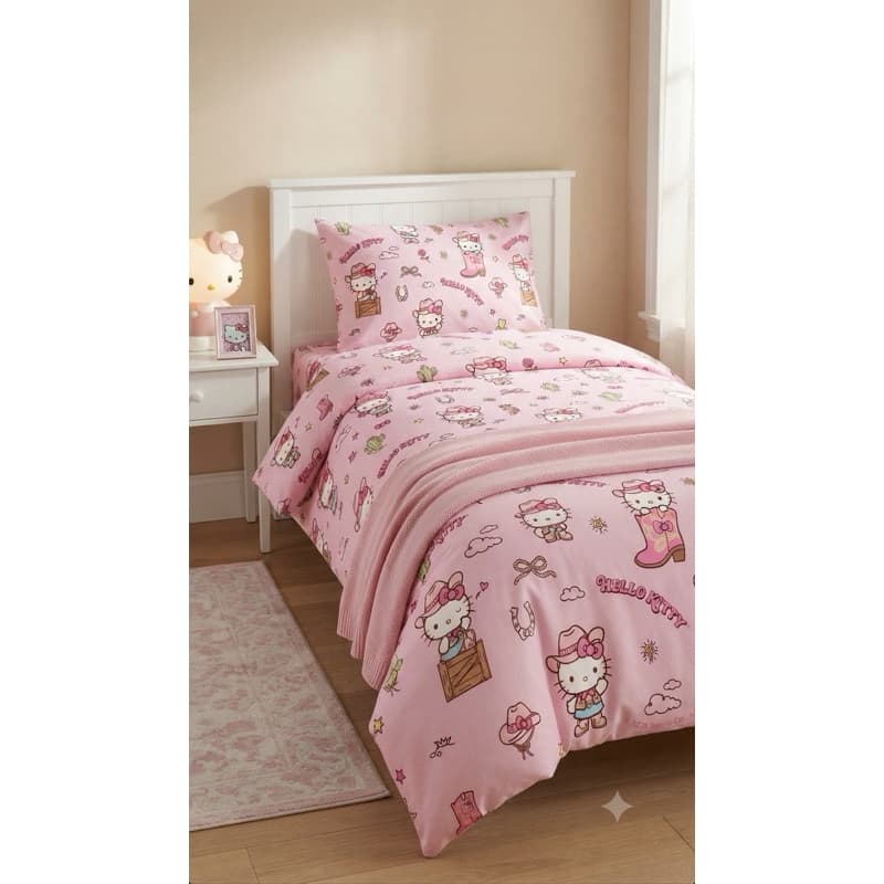 ENVIO IMEDIATO Edredom Feminino Solteiro HELLO KITTY Com Travesseiro E Fronha