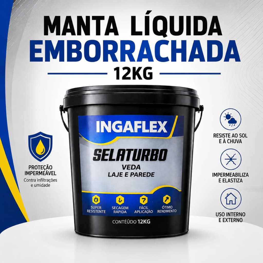 Impermeabilizante 12kg Manta Líquida Emborrachada Telhado Laje Parede Infiltração Umidade Goteira