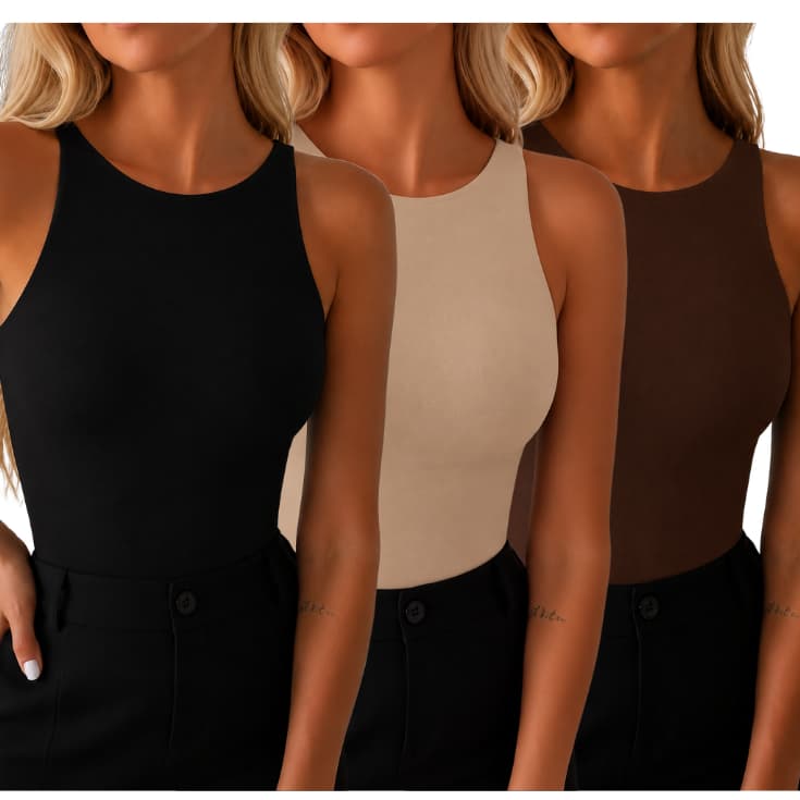 Kit 3 Regata Alça Fina Feminina Blusinha Suplex Duplo Elegante