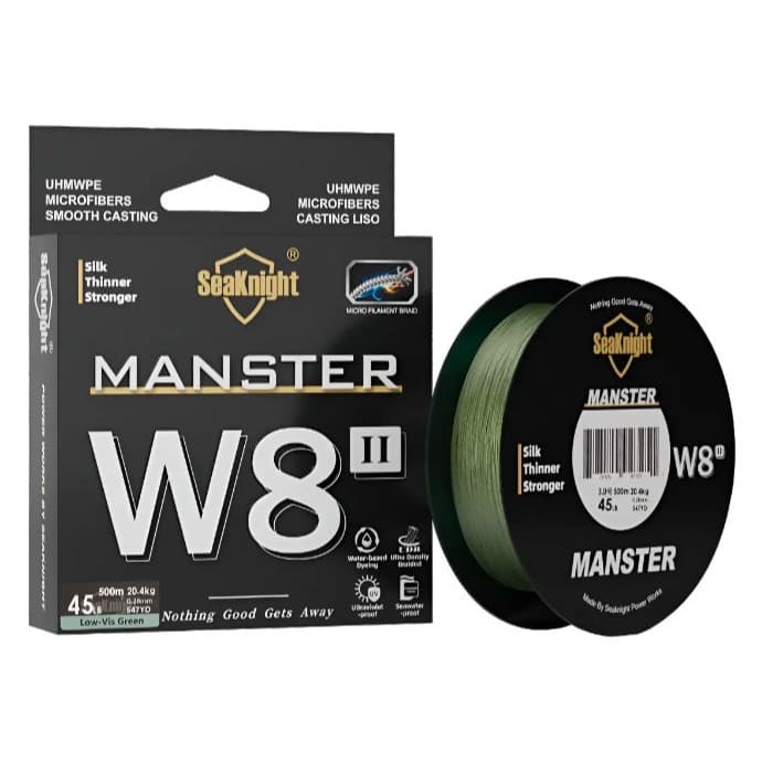 Linha Multifilamento 8 Fios Seaknight W8 Manster X8 ii 0.16mm 300m 10kg Verde
