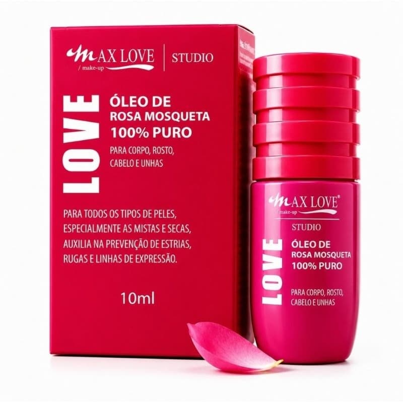 Óleo de Rosa Mosqueta 100% Puro Max Love Studio 10ml | Hidratação Intensa